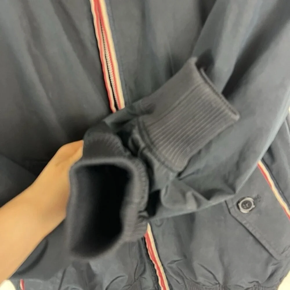 VTG Faconnable Jacket Mens‎ S Black Golf Bomber Windbreaker Loop Collar Lined